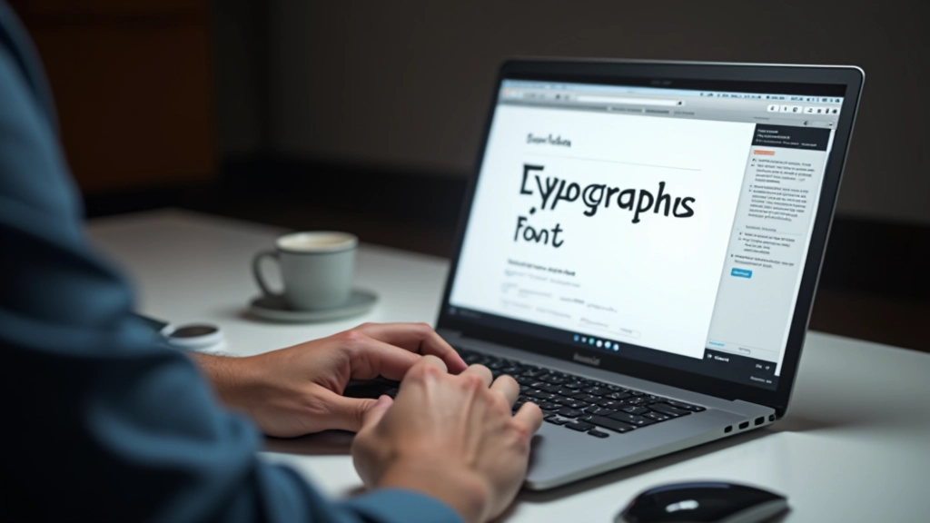 Designer en train d'ajuster les paramètres typographiques sur un écran d'ordinateur portable